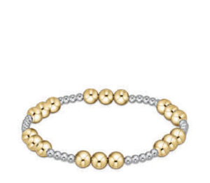 Classic Joy Pattern 6mm Bead Bracelet - Mixed Metal eNewton
