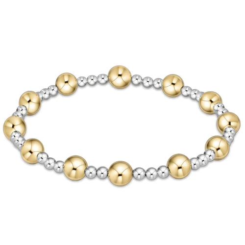 Classic Sincerity Pattern 6mm Bead Bracelet - Mixed Metal eNewton