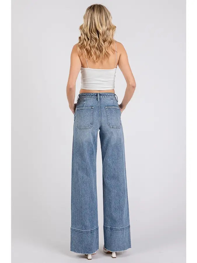 High Rise Comfort Stretch Trouser Wide Leg Jeans