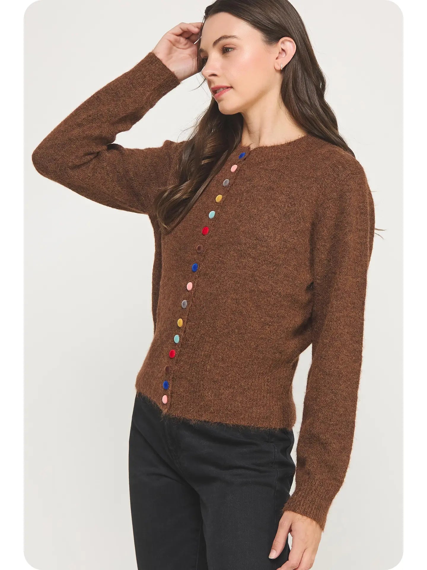 Multi Color Button Knit Cardigan