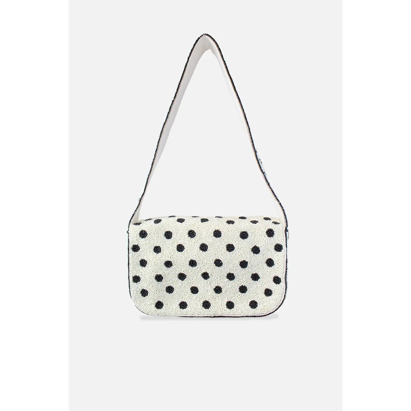 Polka Dot Beaded Shoulder Bag