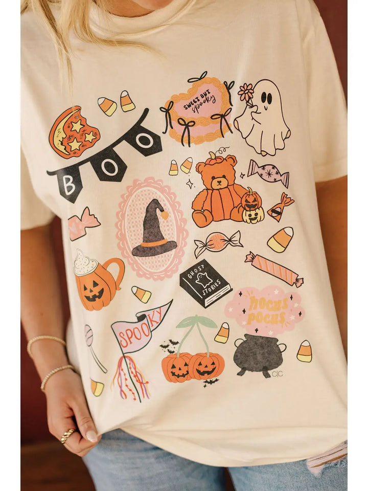 Boo Halloween Collage Graphic Tee