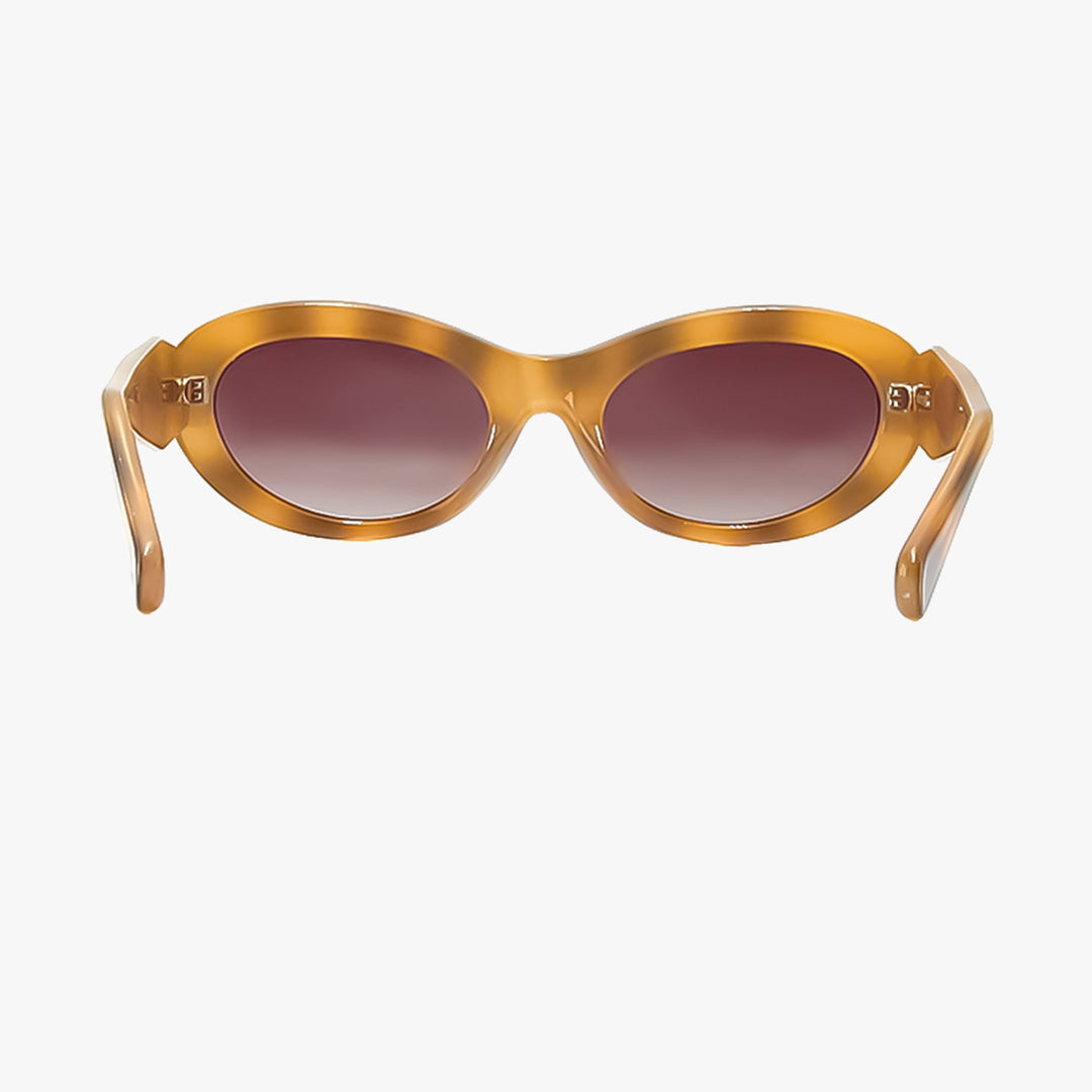 CORA MILKY TORTOISE Polarized Fashion Oval Round Sunglasses