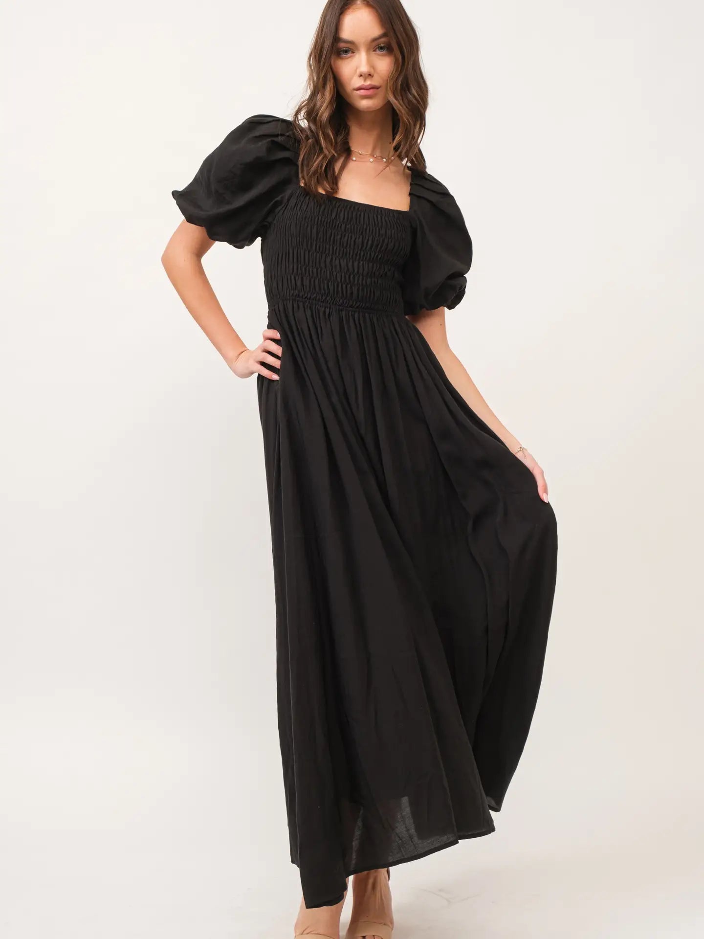 Black Boho Midi Dress