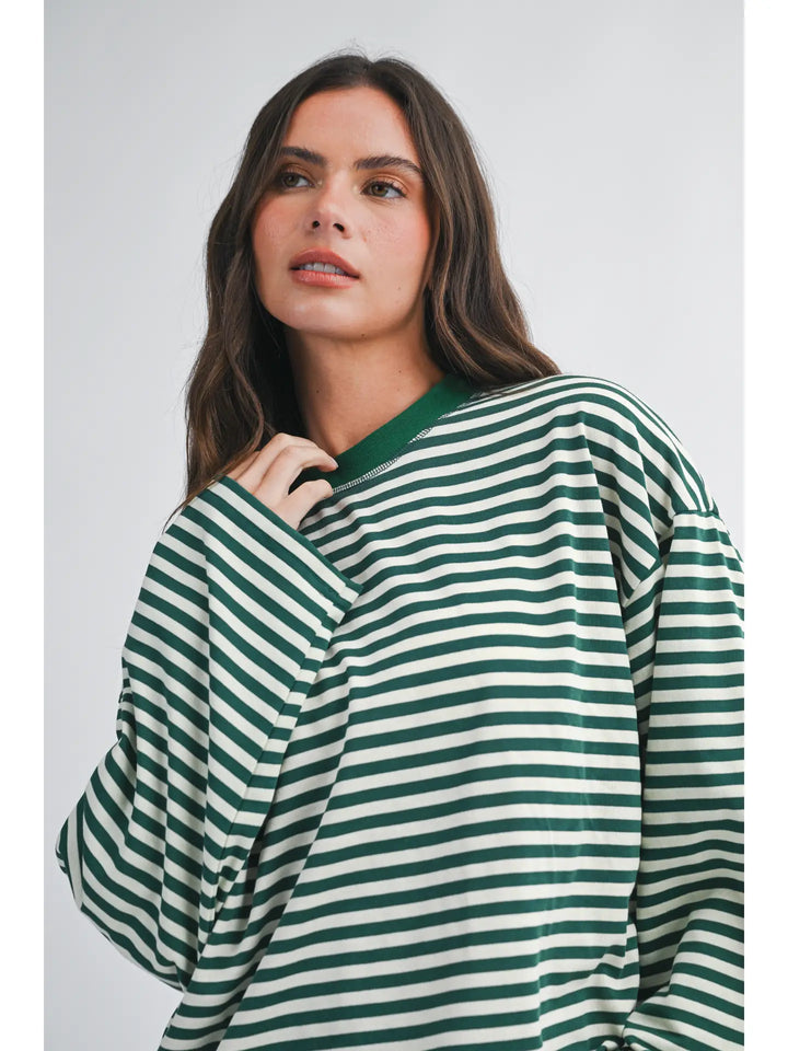 Oversized Stripe Long Sleeve Top