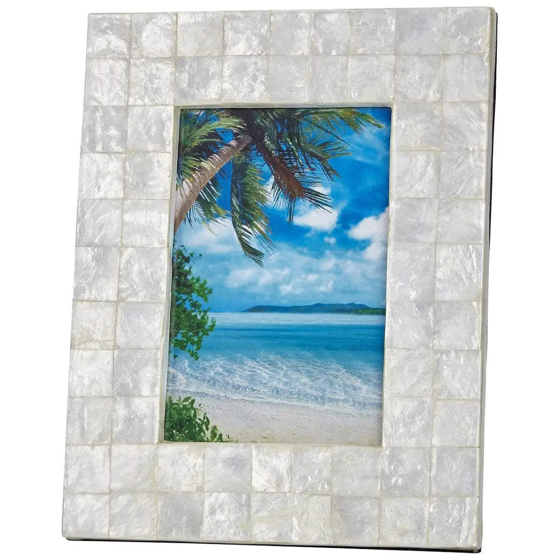 Tile Patterned Ivory Capiz Shell 4x6" Photo Frame 7.9x6.3"