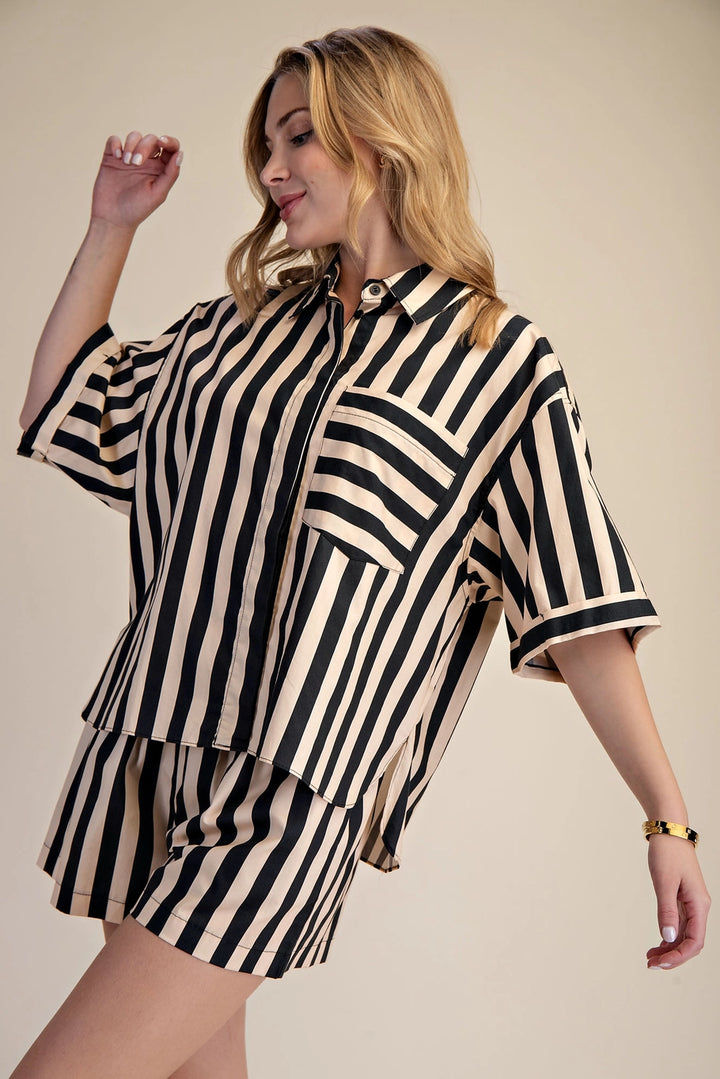 Collar Neck Button Down Shirt