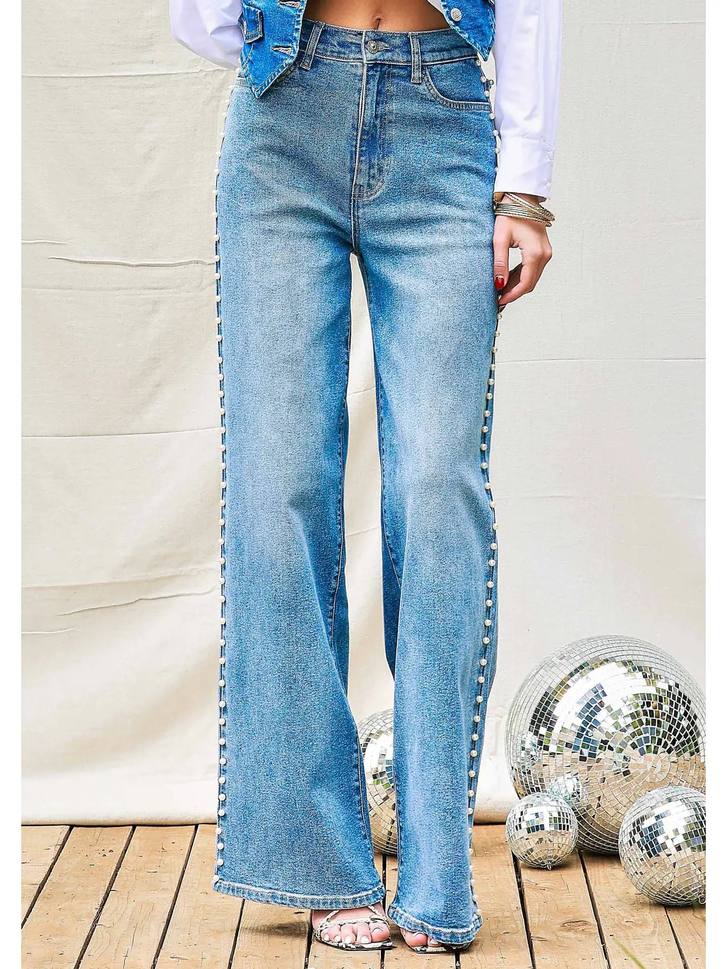 Pearl High-Rise Wideleg Jeans