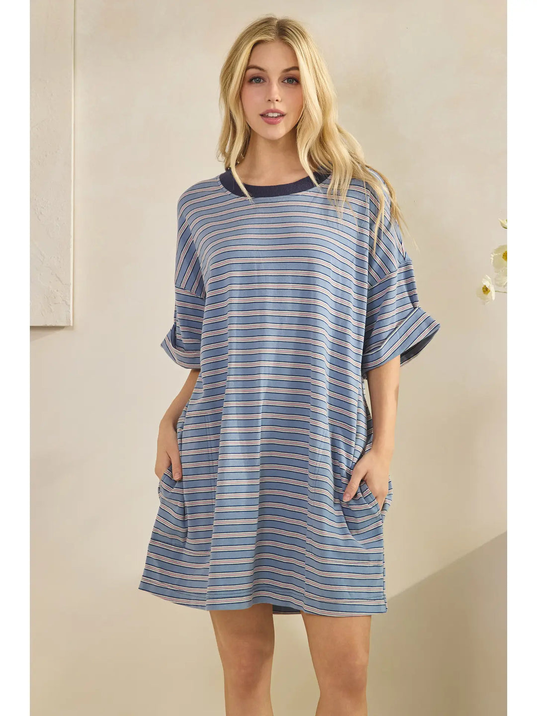 Stripe Knit Pullover Big Top Dress