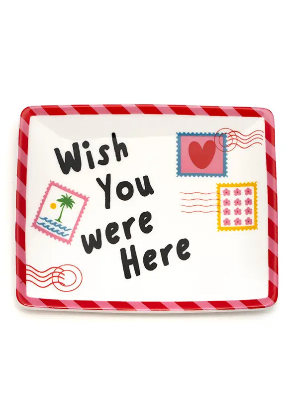 Ceramic Trinket Tray - Postcard - "Wish You Were Here"