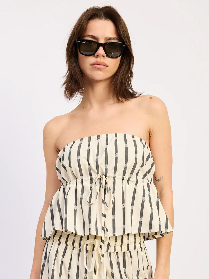 Striped Tube Top with Front Tie