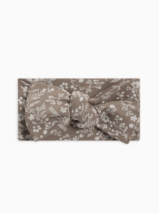 Organic Baby Hattie Knot Bow Wrap - Hailey Floral /Driftwood