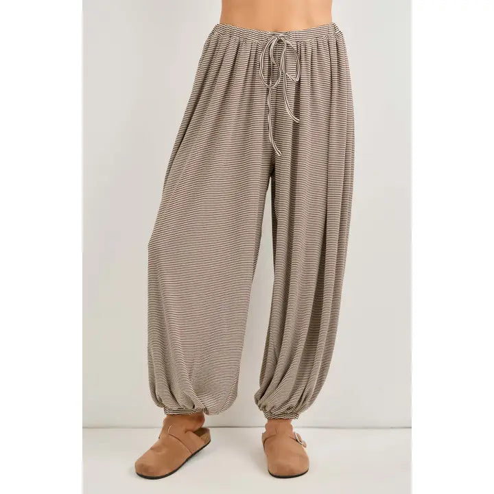 Striped Knit Drawstring Pants