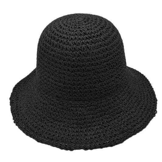 Black Straw Bucket Hat