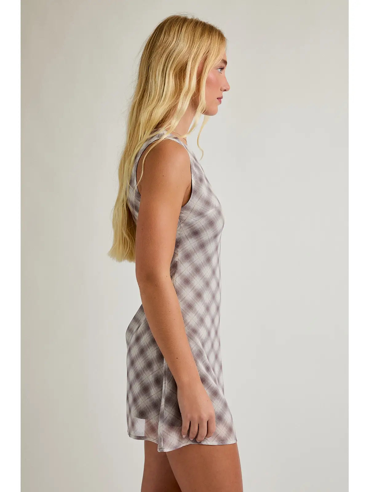 Sleeveless Plaid Mini Dress