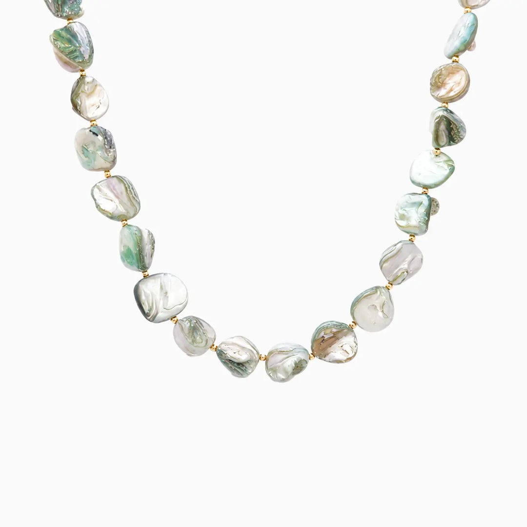 Turquoise Coastal Organic Shell Bead Necklace