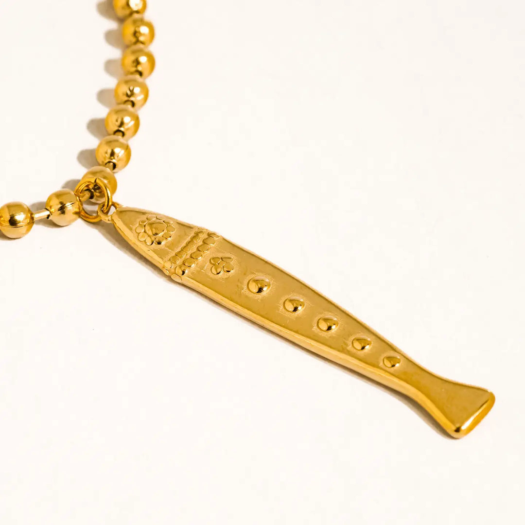 Bellisse 18K Gold Non-Tarnish Vintage Fish Necklace