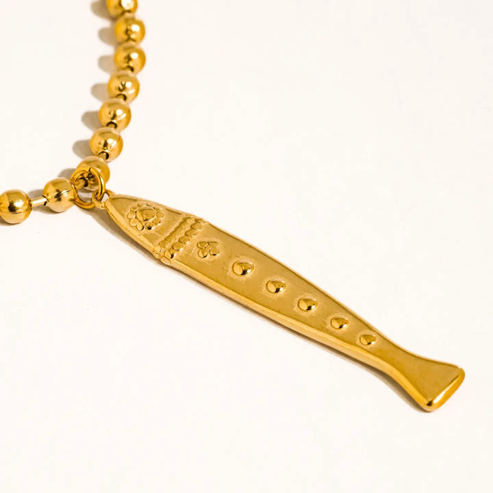 Bellisse 18K Gold Non-Tarnish Vintage Fish Necklace