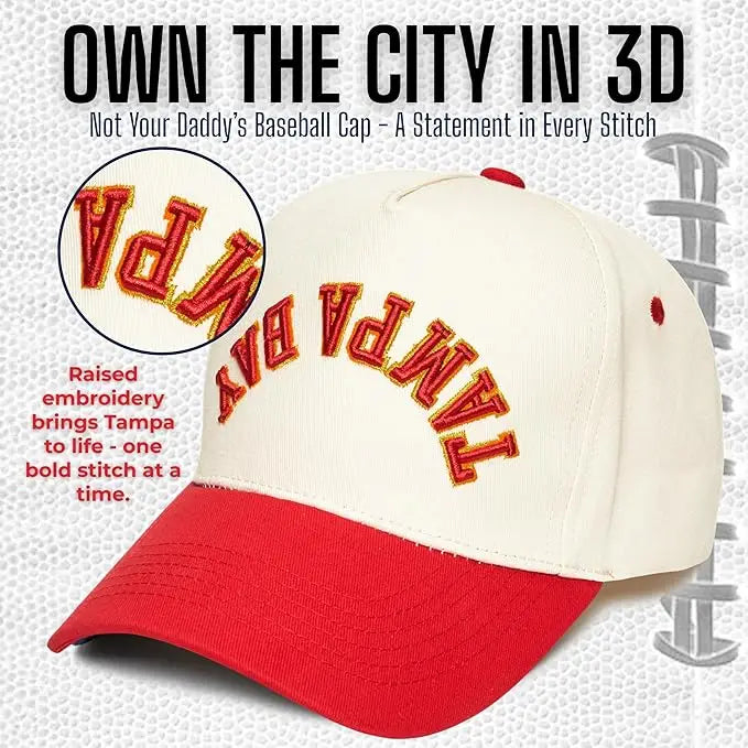 2 Tone Upside Down 3D Trucker Cap - Tampa Bay - Red/Beige