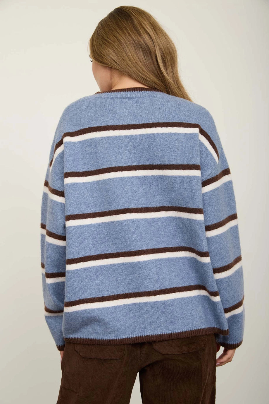 Heathered Stripe Button Down Knit Cardigan