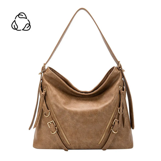 Sloane Tan Recycled Vegan Shoulder Bag - Melie Bianco