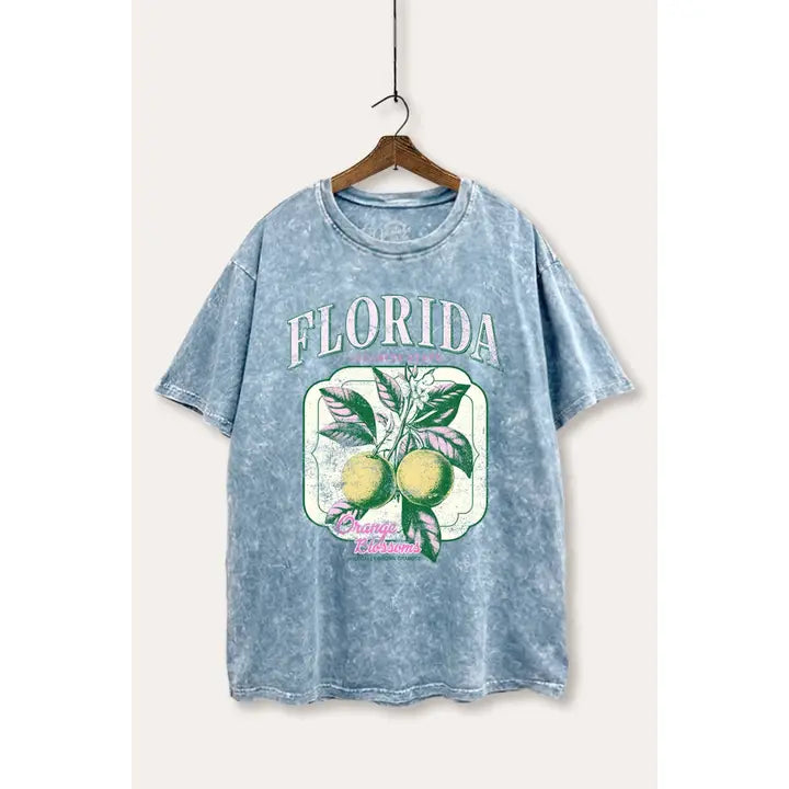 Florida Oranges Fruit Graphic Mineral Wash Boxy Tee