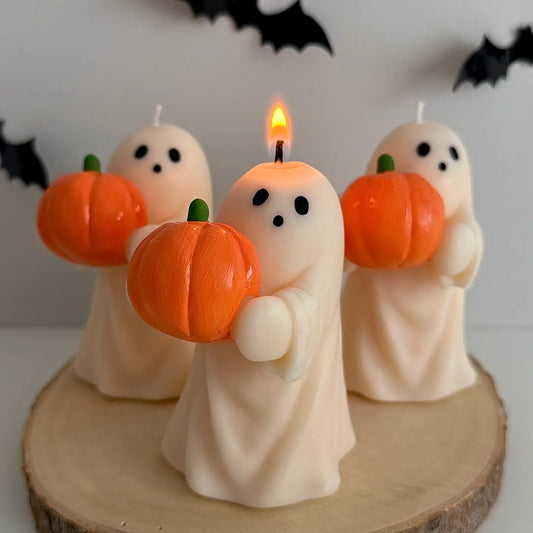 Halloween Pumpkin Ghost Candle | Fall Candle Decor