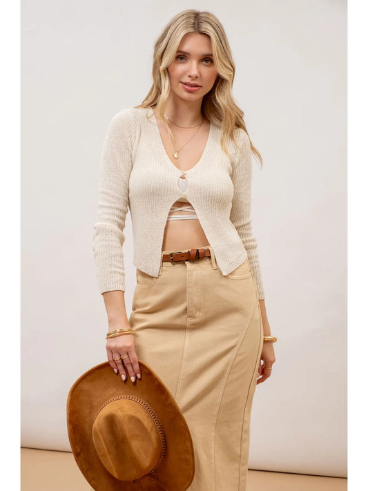 Oatmeal Button Front Knit