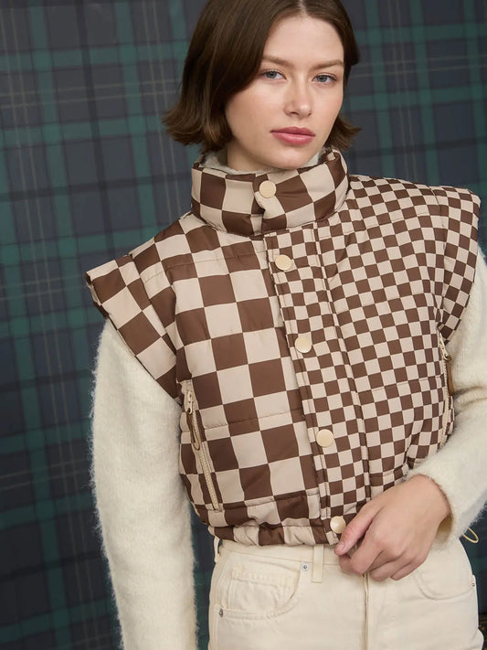 Checkered Puff Vest