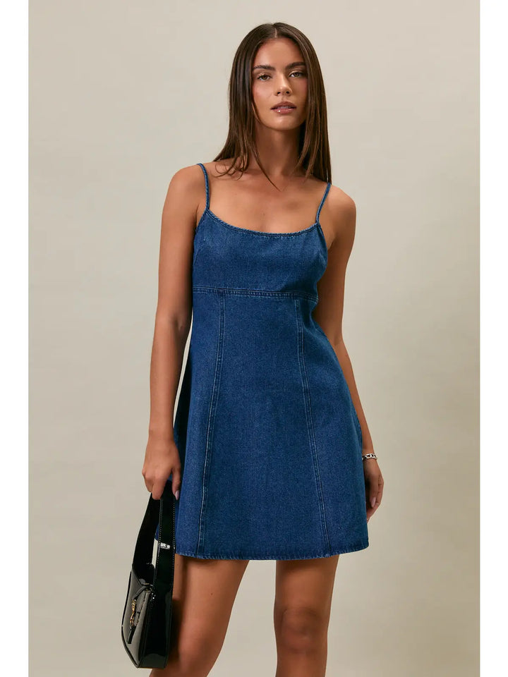 Baby Doll Spaghetti Denim Dress
