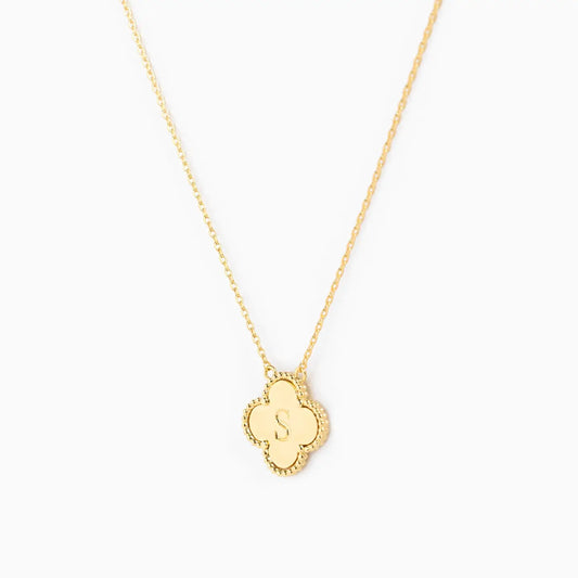 Double-Sided Clover Letter Initial Pendant Necklace