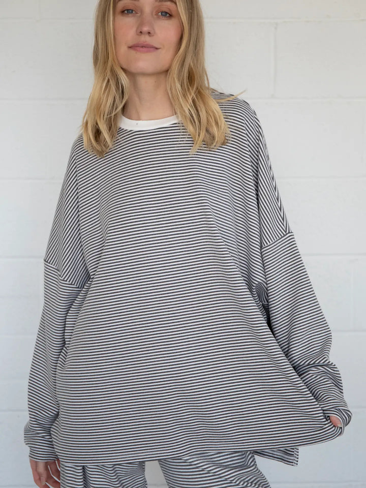 Dani Top - Striped Charcoal – The Ivory Palm