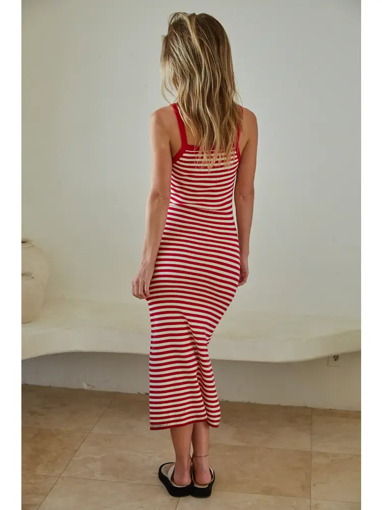 Knit Sweater Viscose Polyester Nylon Striped Dress