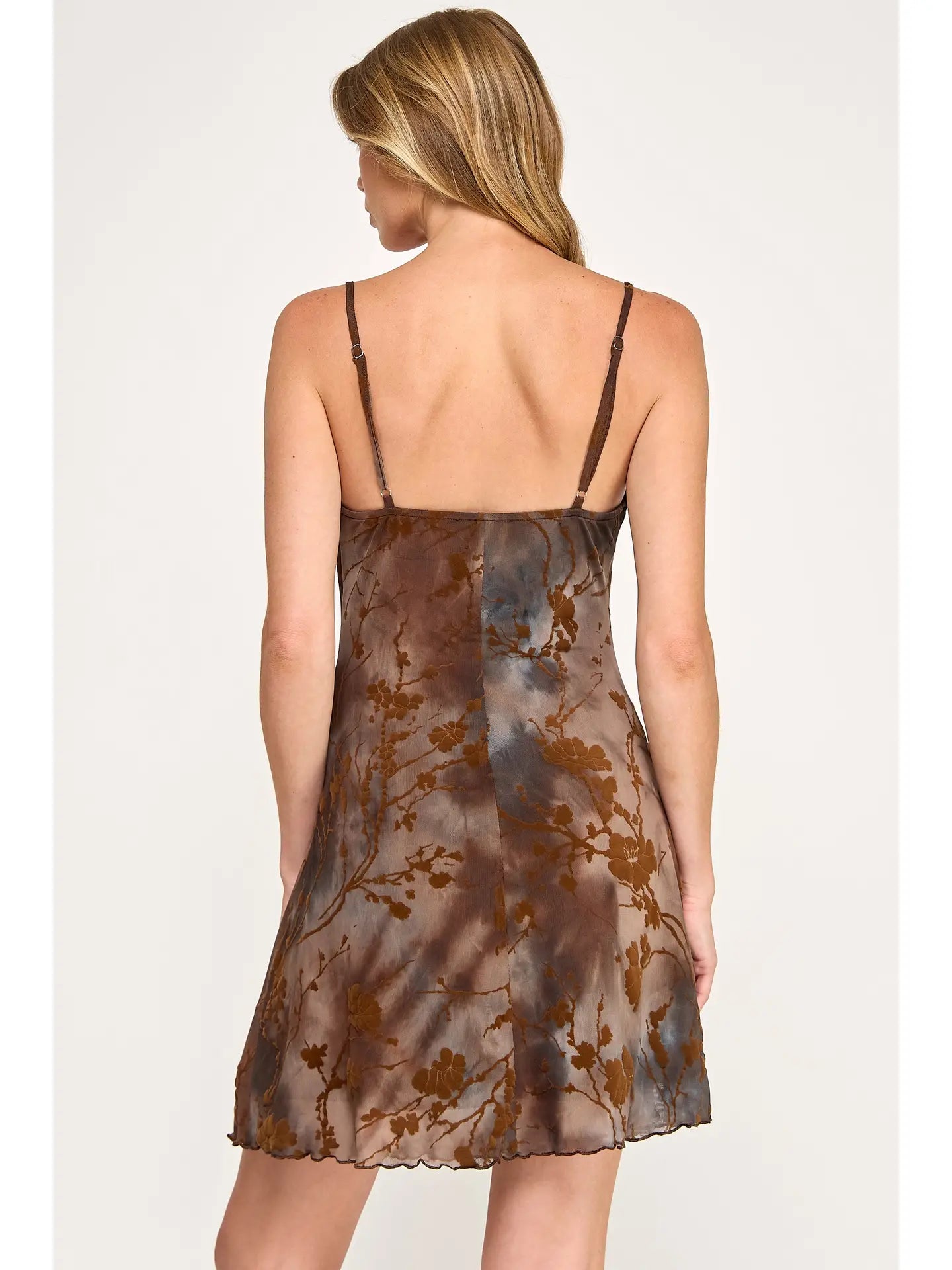 Burnout Slip Dress - Velvet A Line Cowl Spaghetti