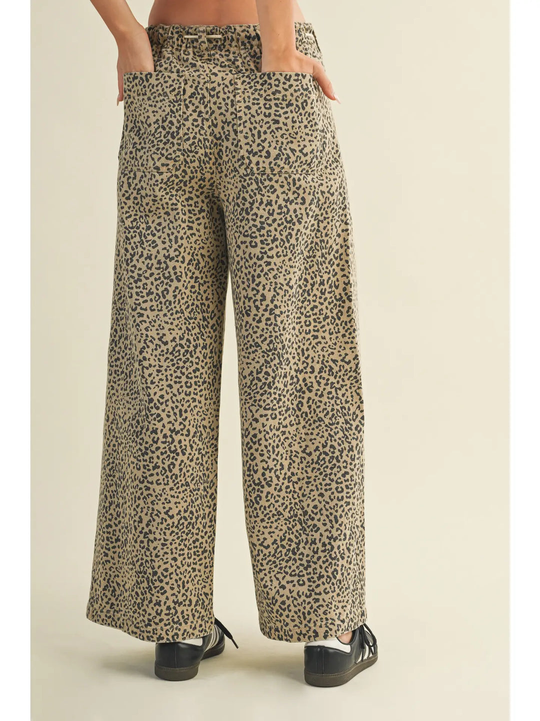 Spotted Print Drawstring Wide-Leg Trouser