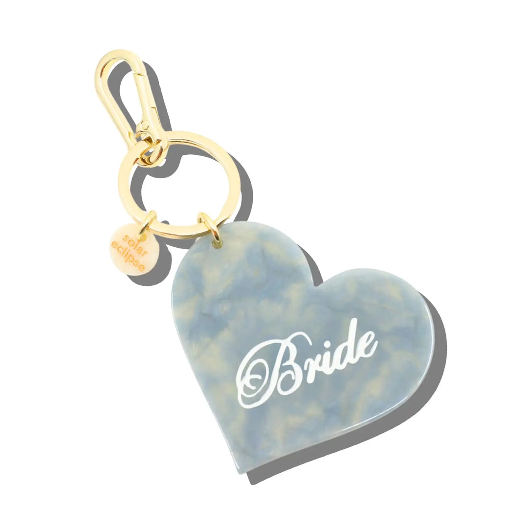 Hand-Painted Bride Heart Bag Charm + Keychain | Eco-Friendly