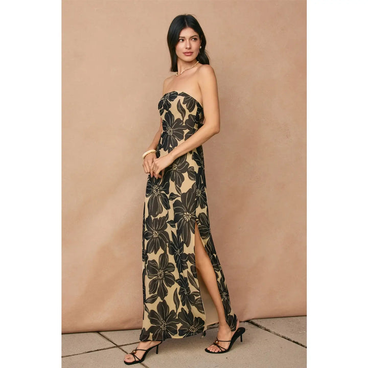 Floratique Strapless Tie Back Maxi Dress