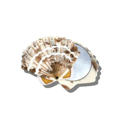 Hand-Painted Seashell Compact Mirror | Eco-Friendly