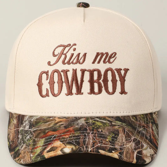 Kiss Me Cowboy Embroidery Realtree Two-Tone Cap