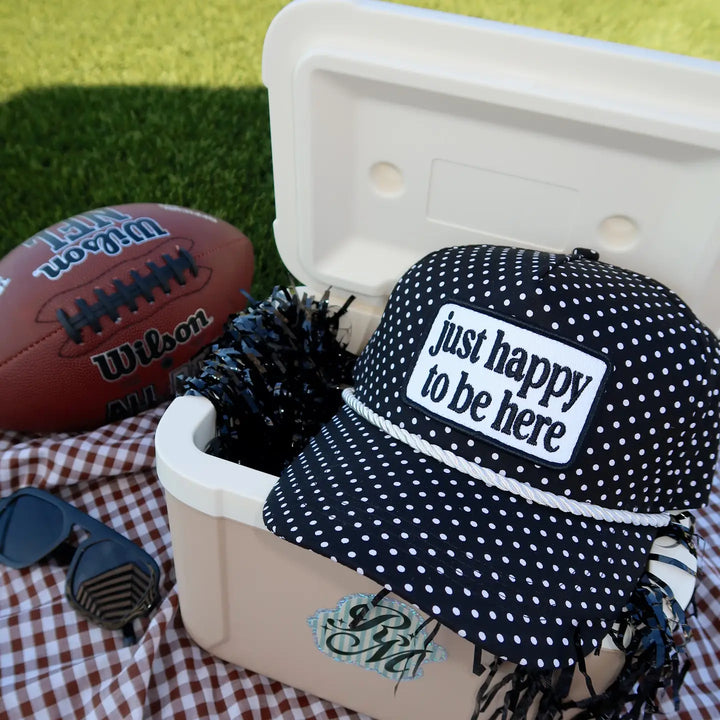 Just Happy To Be Here Polka Dot Patch Hat Game Day Hat