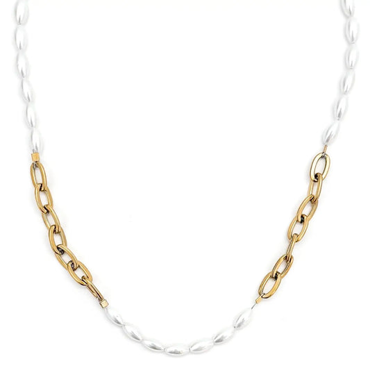 Amaya Beaded Pearl Chain Necklace