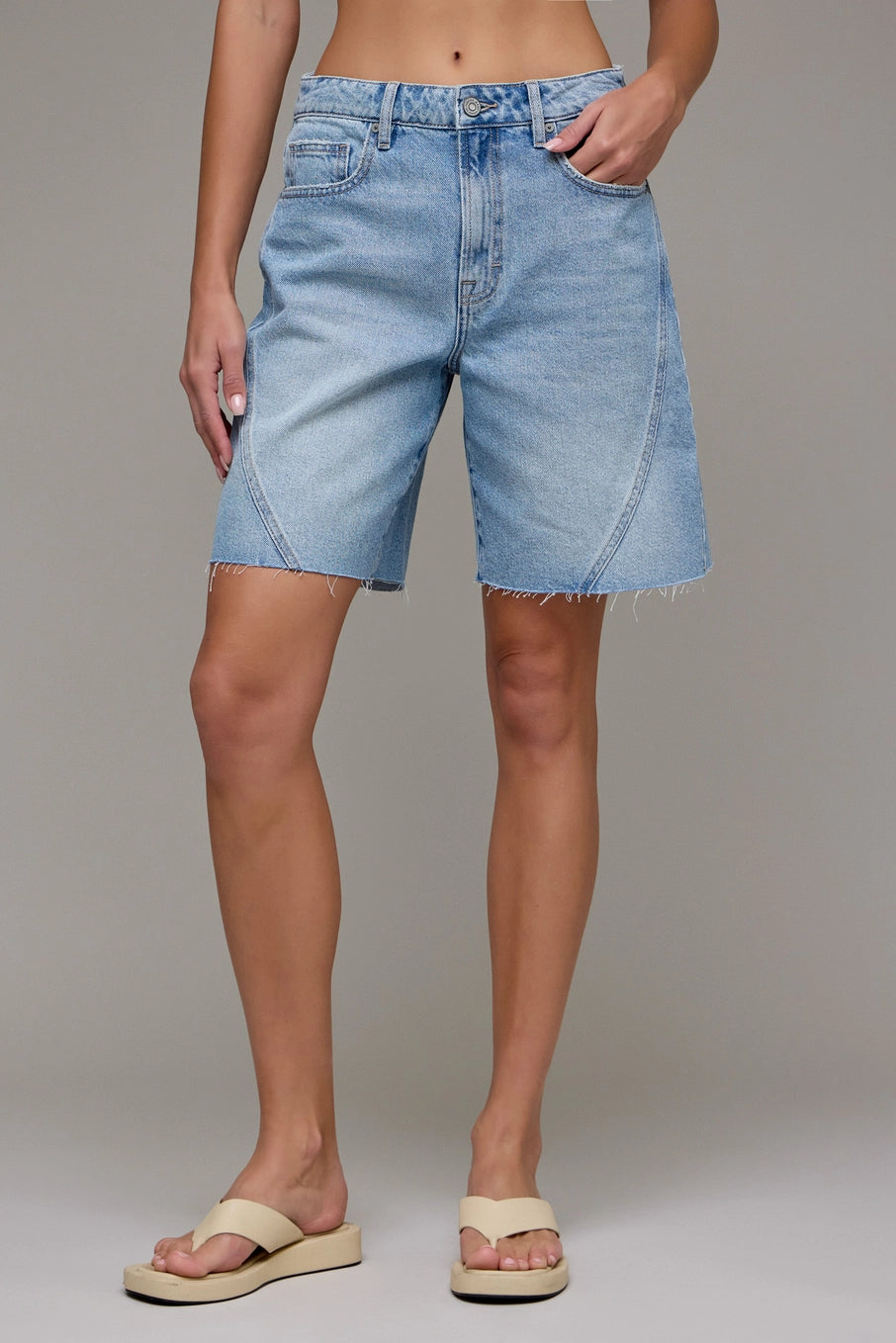 Medium Wash 8" Inseam Baggy Shorts