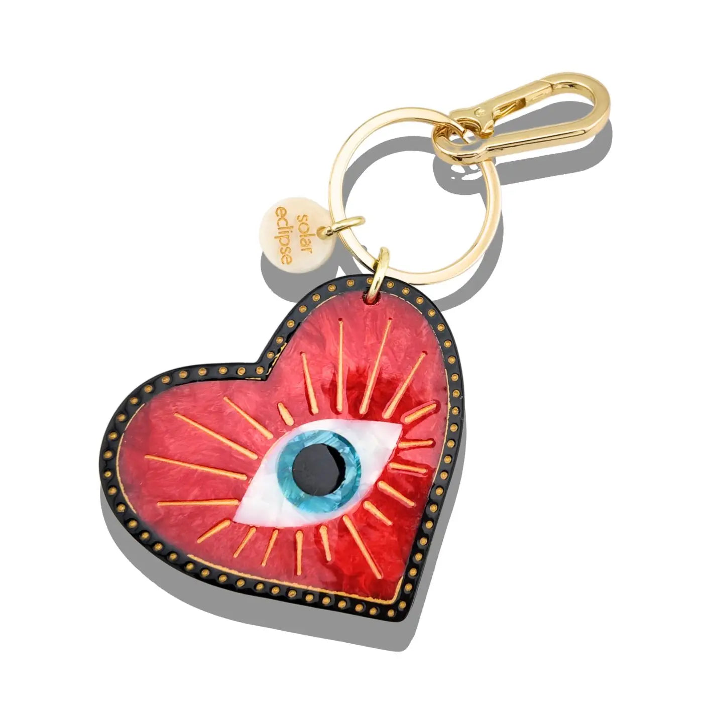 Hand-Painted Lucky Eye Heart Bag Charm + Keychain