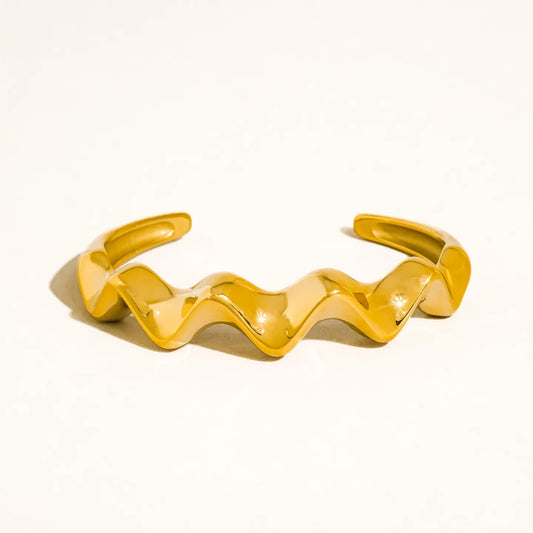 Zauris 18K Gold Non-Tarnish Wave Cuff Bracelet