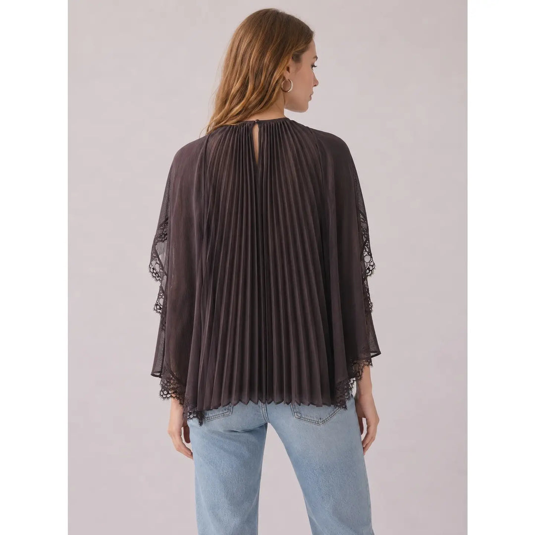 Pleatedtop Flowy Cape Blouse