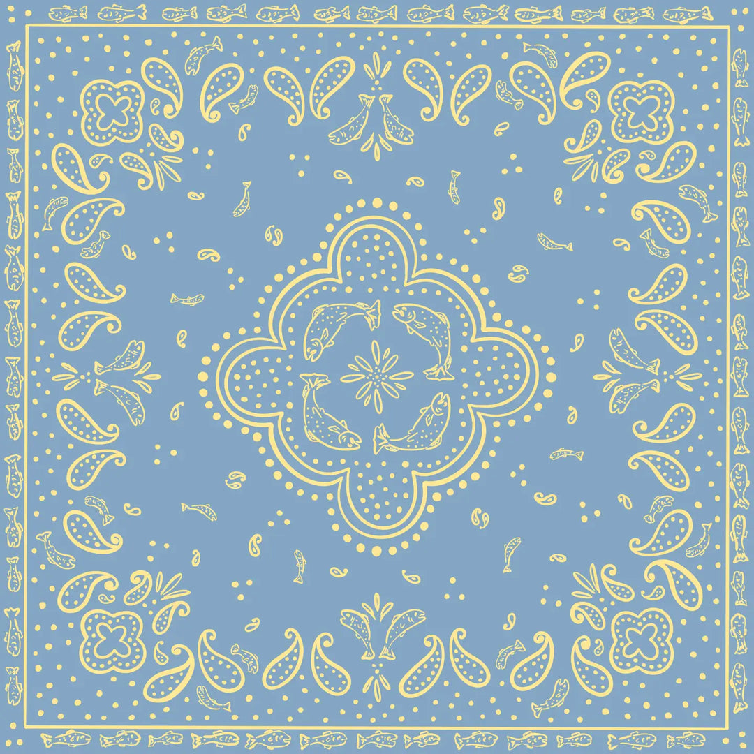 Gone Fishin' Paisley in Blue and Butter Cotton Bandana