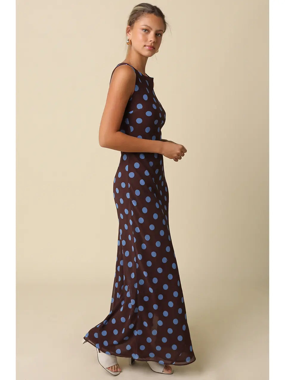 Miley Polka Dot Sleeveless Maxi Dress