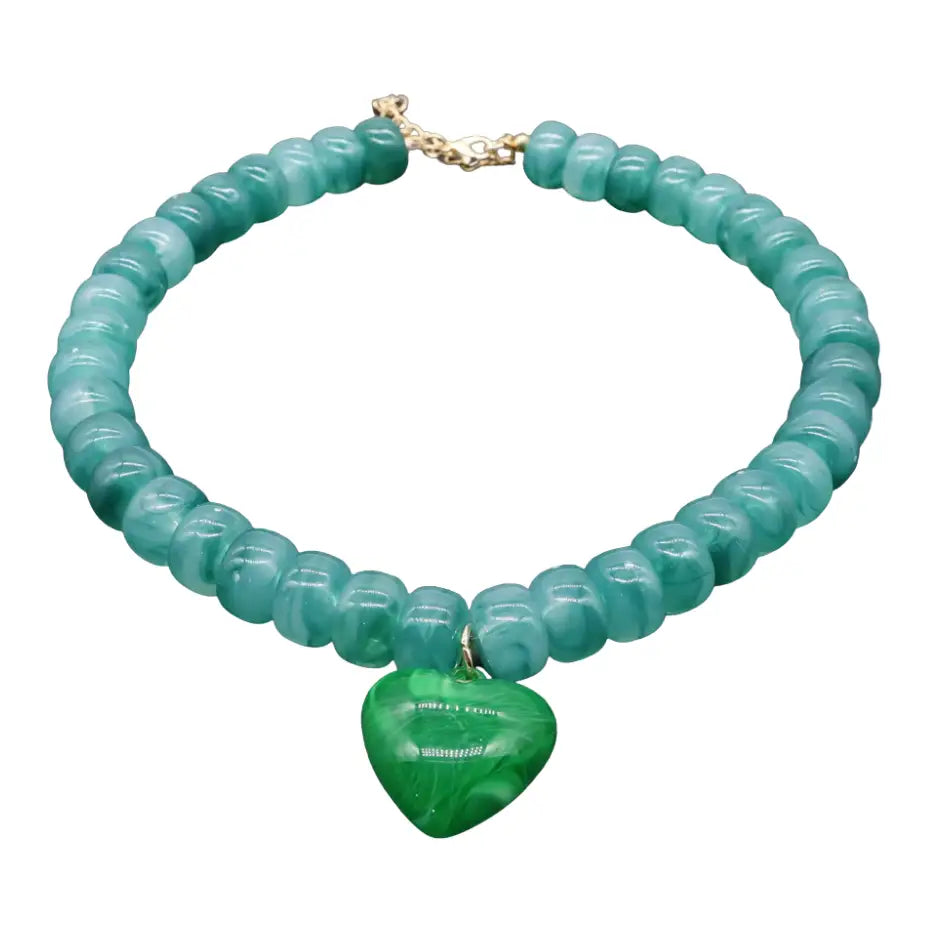 Jackie Beaded Heart Necklace : Hypoallergenic and Water Resistant