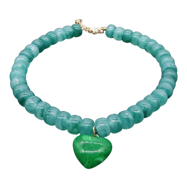 Jackie Beaded Heart Necklace : Hypoallergenic and Water Resistant