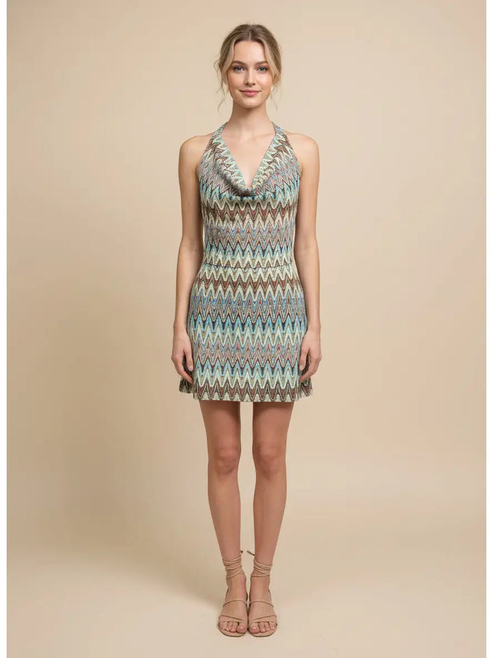 Zigzag Halter Mini Dress